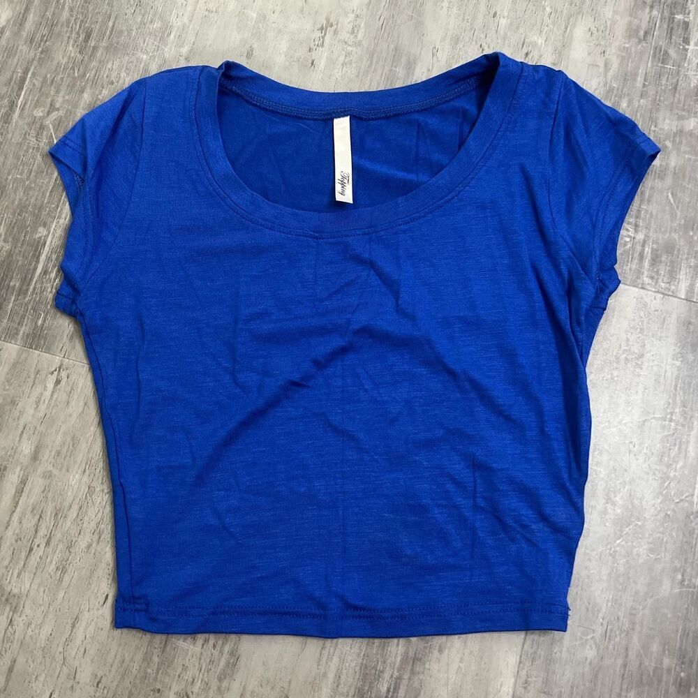 Cropped Cap Sleeve TShirt Blue Size Small